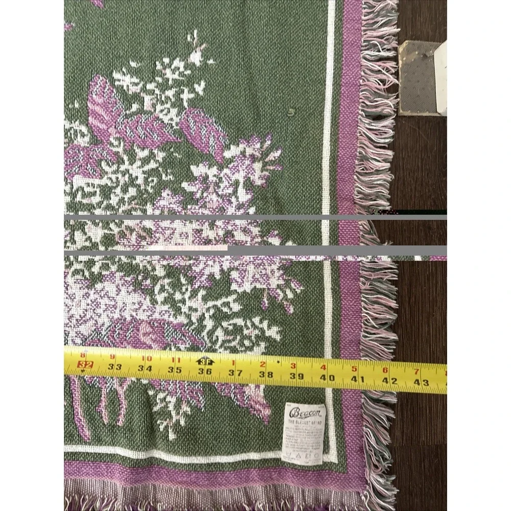 Vintage Beacon Hygrenda Blanket Cottagecore Floral Fringe Woven Throw Shabbychic